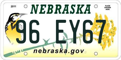 NE license plate 96EY67