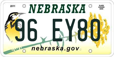 NE license plate 96EY80