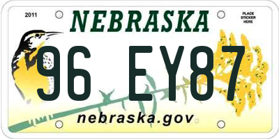 NE license plate 96EY87
