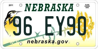 NE license plate 96EY90