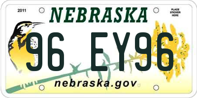 NE license plate 96EY96