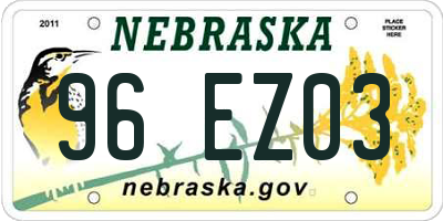 NE license plate 96EZ03