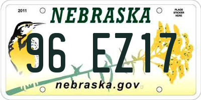 NE license plate 96EZ17