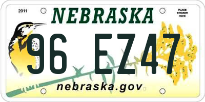 NE license plate 96EZ47