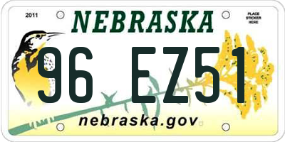 NE license plate 96EZ51