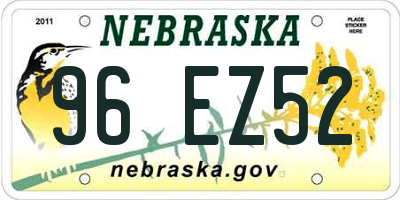 NE license plate 96EZ52