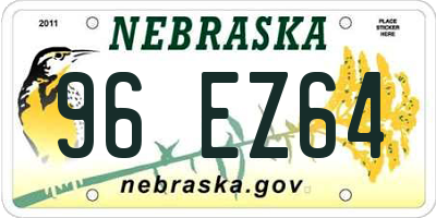 NE license plate 96EZ64
