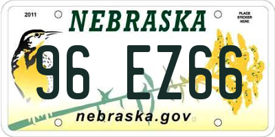 NE license plate 96EZ66