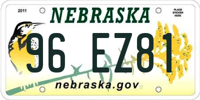 NE license plate 96EZ81