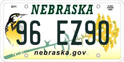 NE license plate 96EZ90