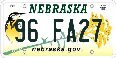 NE license plate 96FA27