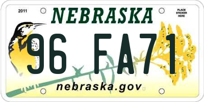NE license plate 96FA71