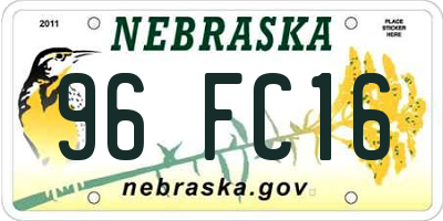 NE license plate 96FC16
