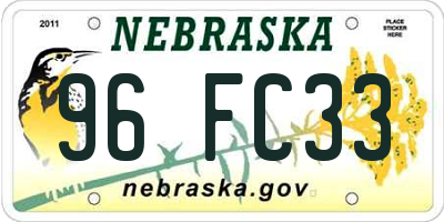 NE license plate 96FC33