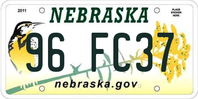 NE license plate 96FC37