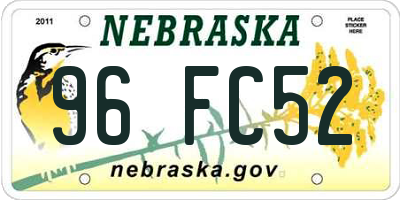 NE license plate 96FC52