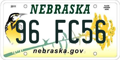 NE license plate 96FC56