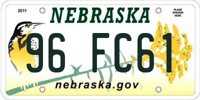 NE license plate 96FC61