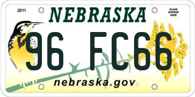 NE license plate 96FC66