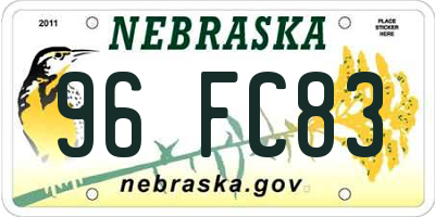 NE license plate 96FC83