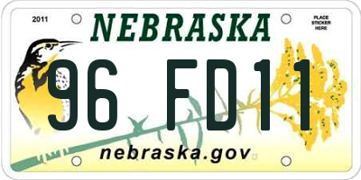 NE license plate 96FD11