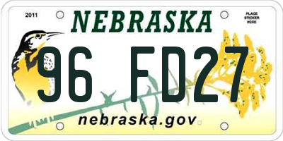 NE license plate 96FD27