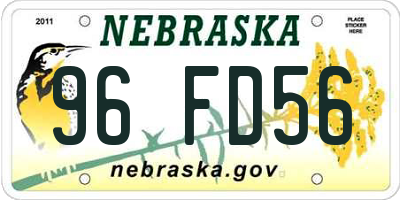 NE license plate 96FD56