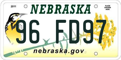 NE license plate 96FD97