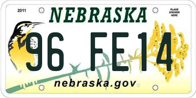 NE license plate 96FE14