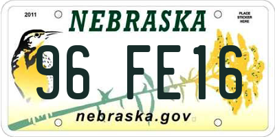 NE license plate 96FE16