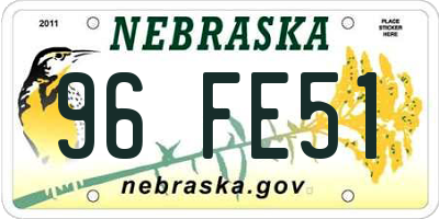 NE license plate 96FE51