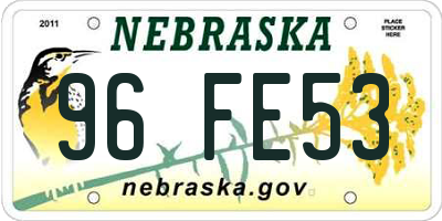 NE license plate 96FE53