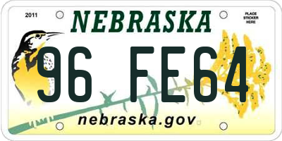 NE license plate 96FE64
