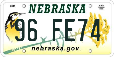 NE license plate 96FE74