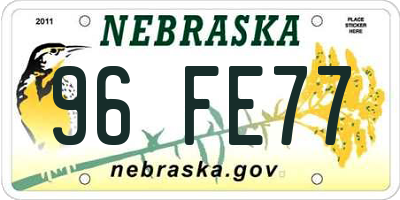 NE license plate 96FE77