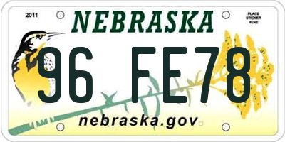 NE license plate 96FE78