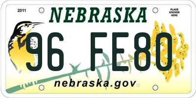 NE license plate 96FE80