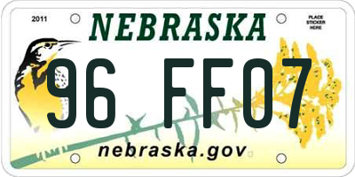NE license plate 96FF07
