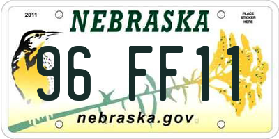NE license plate 96FF11