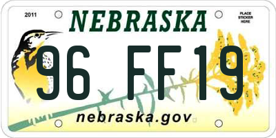 NE license plate 96FF19
