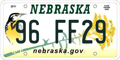 NE license plate 96FF29