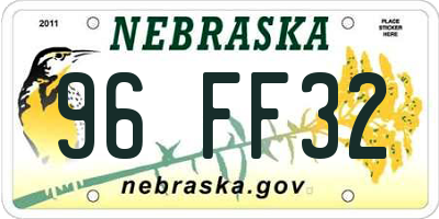 NE license plate 96FF32