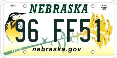 NE license plate 96FF51