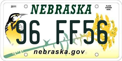 NE license plate 96FF56