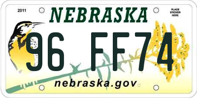 NE license plate 96FF74