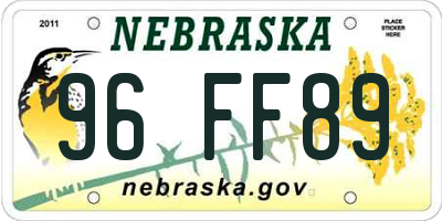 NE license plate 96FF89