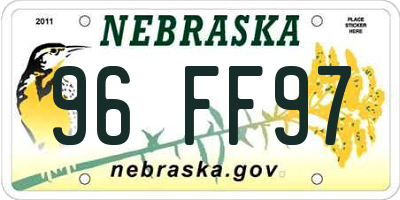 NE license plate 96FF97