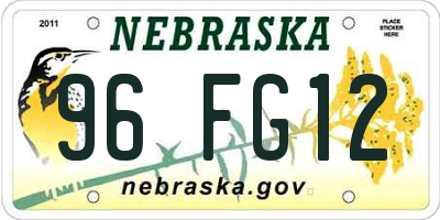NE license plate 96FG12