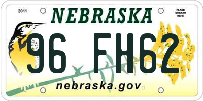 NE license plate 96FH62
