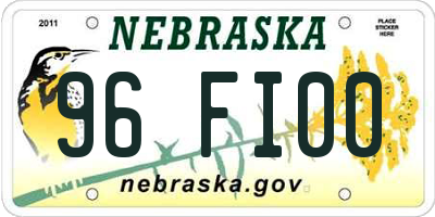 NE license plate 96FI00